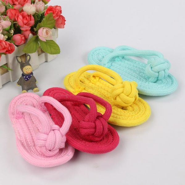 

dog apparel pet cotton rope slippers toy bite-resistant molar multi-color creative shoes toys