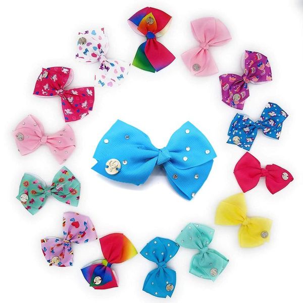 

cute colorful bowknot hairpins sweet girls princess crown bow hair accessories hair clip jewelry 14pc oc6, Slivery;white