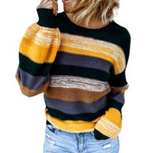 

women's sweaters women striped sweater spring autumn o neck long sleeve loose knit pullover femme patchwork pull knitted, White;black