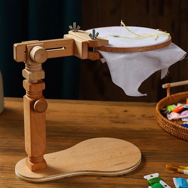 

sewing notions & tools wooden embroidery frame cross stitch rack adjustable rotary ring deskstand hoop, Black