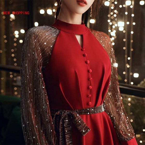 

casual dresses autumn xmas party red women christmas o neck black mini dress elegant tassel club wear, Black;gray