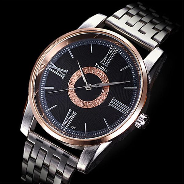 

wristwatches yazole quartz watch stainless steel mens watches waterproof leisure 12 constellations design male clock relogio masculino yd377, Slivery;brown
