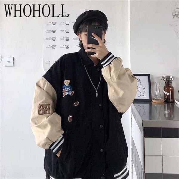 

women baseball uniform autumn coat jacket for women harajuku high street style coat loose plus size bf stitching bomber jacket 211105, Black;brown