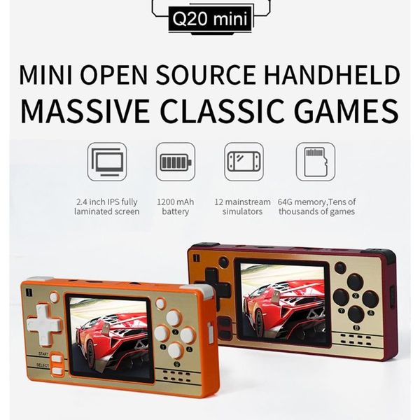 

portable game players q20 handheld retro console mini open source 2.4 inch fully fit ips screen support ps/cps/nes/sfc children gif