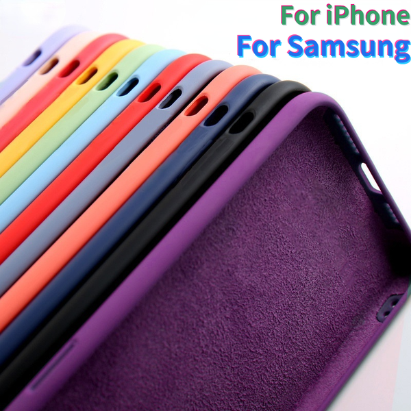 

cell phone cases for iphone 14 13 11 12 pro x xr xs max 7 6 6s 8 plus for samsung shockproof luxury original liquid silicone tpu soft cover