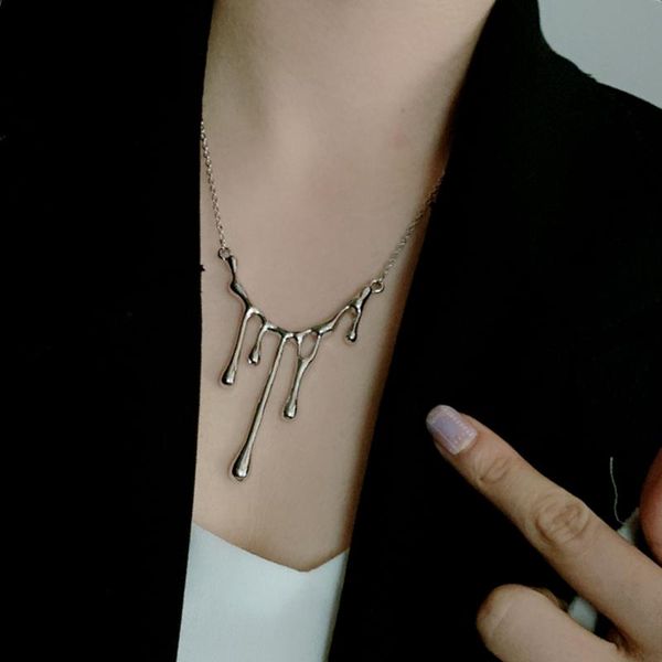 

pendant necklaces european and american fashion ladies party festival alloy concave shape necklace personality trend ol style, Silver