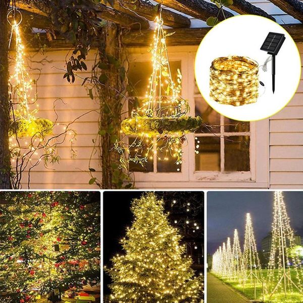 

strings 11.5 m 8 mode solar 100 leds light string outdoor waterproof copper wire for valentine wedding holiday party fairy lights