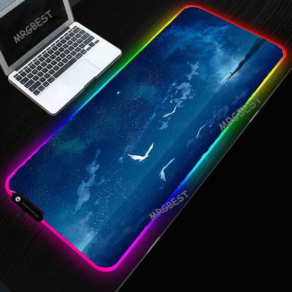 

mouse pads & wrist rests deep blue sky sea pad gaming smooth anti-slip rubber mat colorful rgb led carpet for home and office