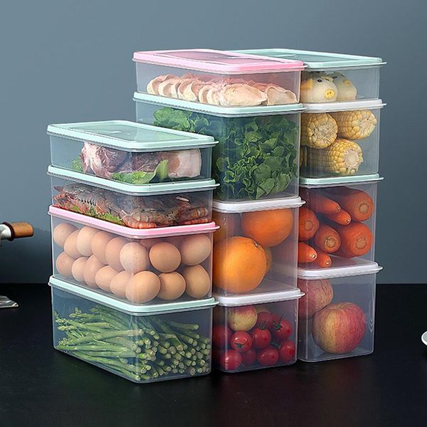 

storage bottles & jars food containers with lid kitchen er sealed organizer refrigerator egg holder plastic fresh box transparent