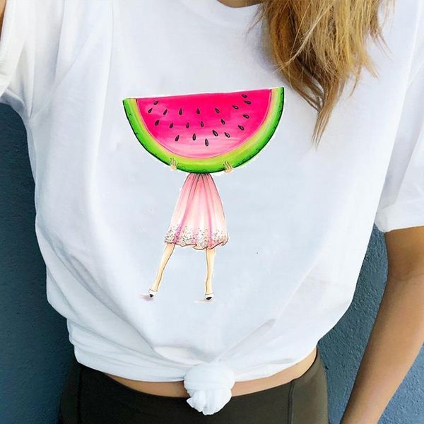 

women clothes print watermelon summer sweet fruits pineapple ladies printed women casual woman tee shirt t female t-shirt, White