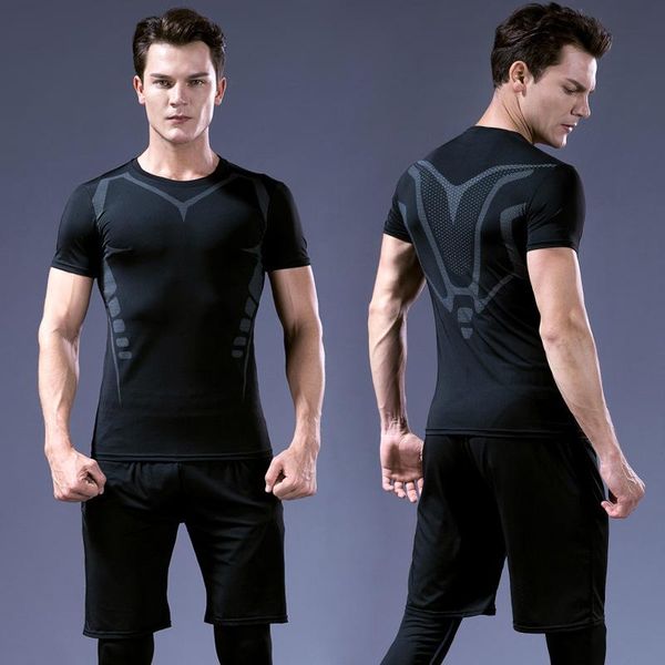 

men's tracksuits gym exercise stretch fitness suit quick-drying tights running training, Gray
