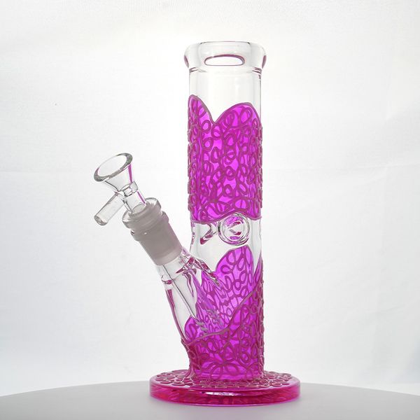Прямые Perc Glass Bongs 3D вручную окрашенные линии дифференцированные сдачные кальяны Установки для кальянов Установки водные трубы 18 мм с шаром свечение в темноте