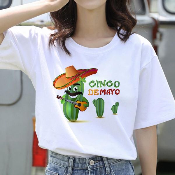 

women's t-shirt funny cactus print vogue female tee graphic t shirts tumblr clothing, White
