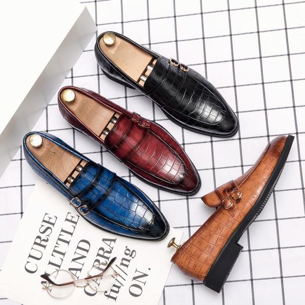 

dress shoes 2021 british men's slip on split leather pointed black brown toe men business wedding oxfords formal for male 47