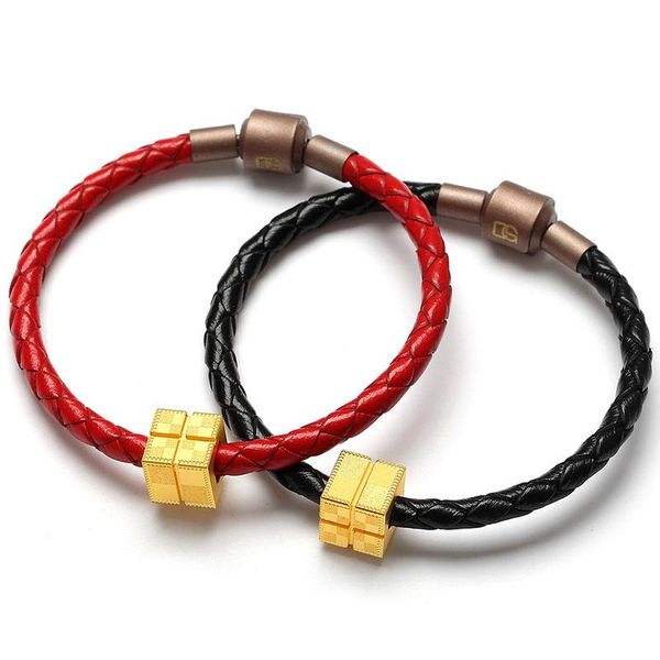 

charm bracelets arrival pure 24k yellow gold bracelet women 999 3d cube, Golden;silver