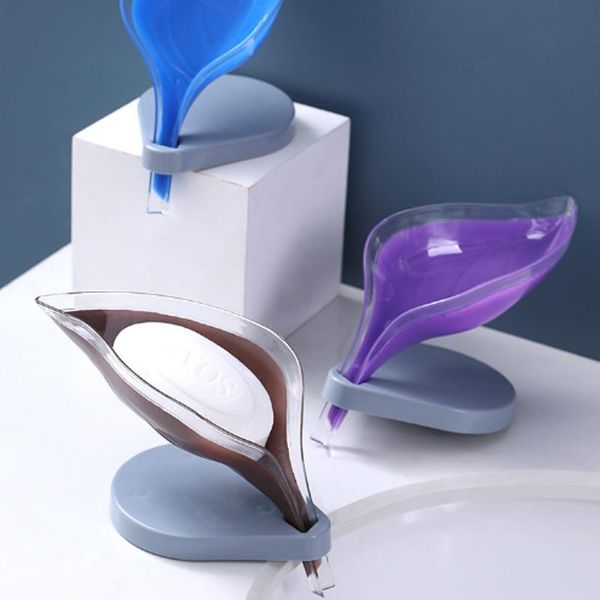 

soap dishes multifunctional drain holder leaf shaped box plastic shower dish nonslip for home bathroom accessories