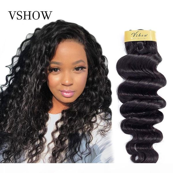 

vshow human hair weave bundles hollywood wave with 13x4 lace frontal for women remy hair weave extensions brazilian hair bundles, Black;brown