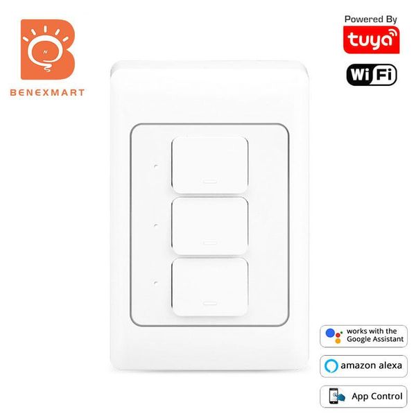 

smart home control wifi light switch no neutral wall push interruptor alexa google tuya app 220v 240v physical switches