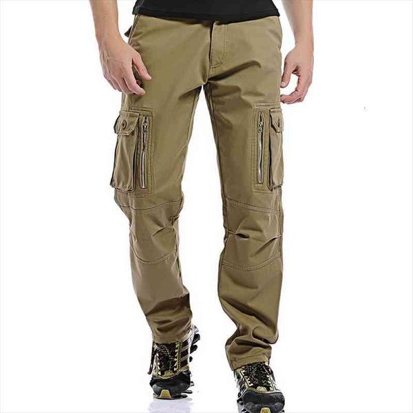 

winter fleece cargo pants men cotton tactical trousers men work thicken warm mens trousers overalls pantalon homme camouflage, Black