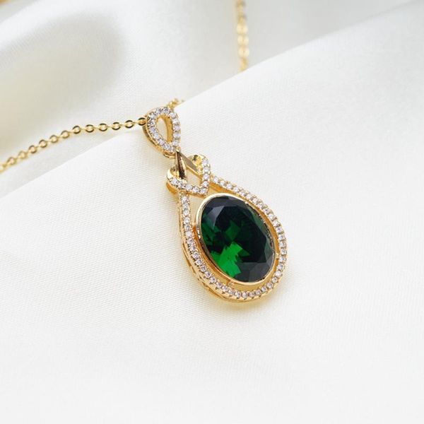 

pendant necklaces yunkingdom fashion cubic zirconia oval choker red crystal gold color chain for women gifts, Silver