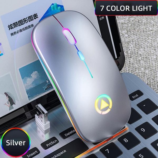 

mice 2.4ghz wireless optical mouse usb rechargeable rgb cordless for pc laptop