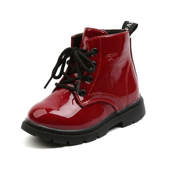 

boots autumn winter children leather girls boys shoes kids 1-6 years baby ankle sports sneakers, Black;grey