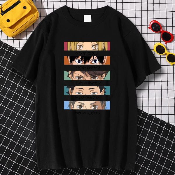 

men's t-shirts short sleeve comfortable mens tshirt spring summer tee shirt japanese cartoon haikyuu prints breathable loose tshirts, White;black