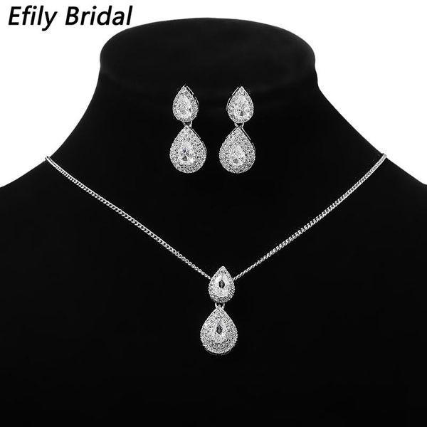 

earrings & necklace efily fashion jewelry sets cubic zirconia silver color and set for women accessories 2021trendy party gifts