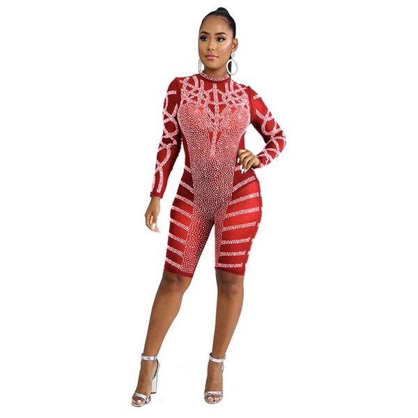 

sequin jumpsuit long sleeve women o neck long sleeve rompers womens jumpsuit short club party bodycon vintage jumpsuits, White