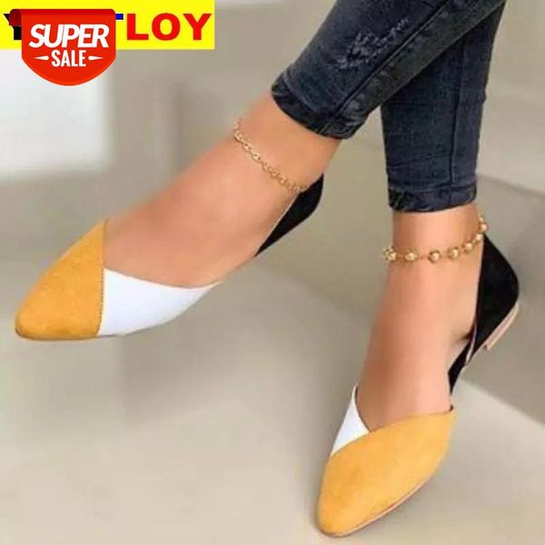 

Chaussures Femme Low Heel Shoes Sapato Feminino Woman Casual Shoes Flock Flats Women Point Toe Slip On Boat #zi8T