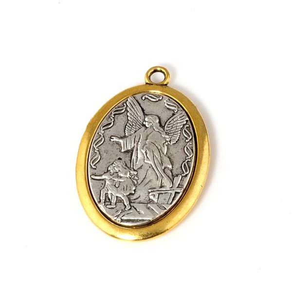 

10pcs catholic patron san michael the archangel alloy charm pendants for jewelry making necklace findings 31.8x47.5mm a-548, Bronze;silver