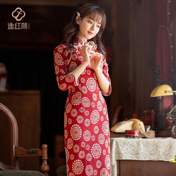 

ethnic clothing escape beauty mu * chiffon jin china qipao dress show thin modified minus age of early spring skirt is contracted, Red