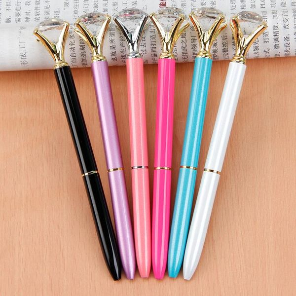 

ballpoint pens crystal pen fashion girl 19 carat large diamond metal material escolar bolis escolares kawaii novelty gifts, Blue;orange