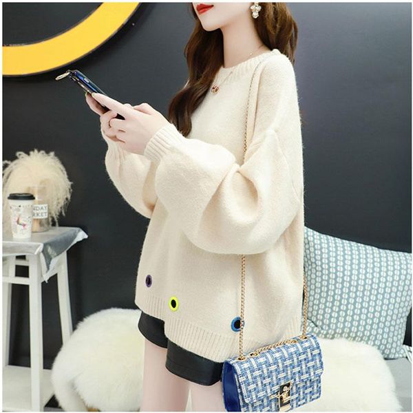 

women's sweaters autumn winter loose pullover basic warm sweater for women elegant soft kniited korean sweet v neck fashion, White;black
