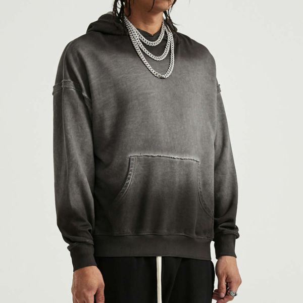 

tie-dye gradient hoodie hip hop raglan pullover autumn vintage streetwear, Black