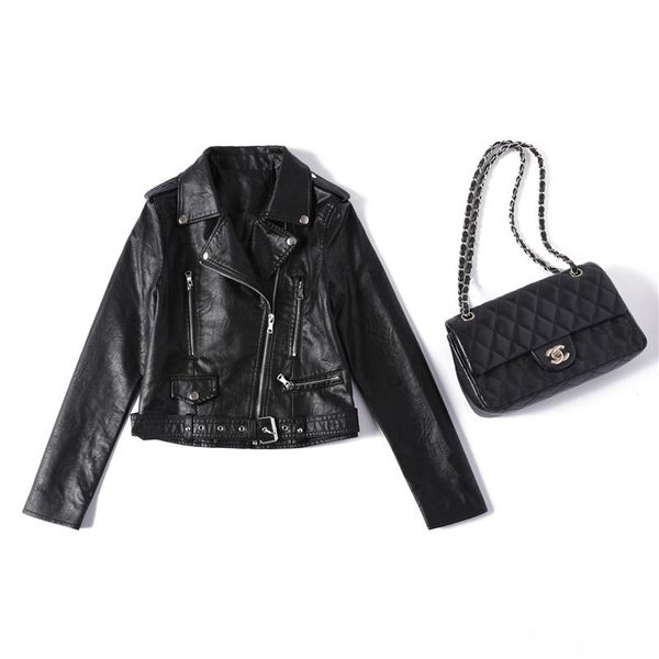 

women's leather & faux 2021 fashion jacket top, Black