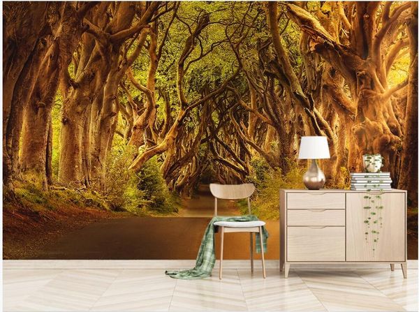 

wallpapers 3d wallpaper custom po mural on the wall european-style forest path in autumn scenery home decor paper for living room