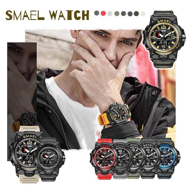 

wristwatches brand men sports watches dual display analog digital led electronic quartz waterproof swimming military watch, Slivery;brown