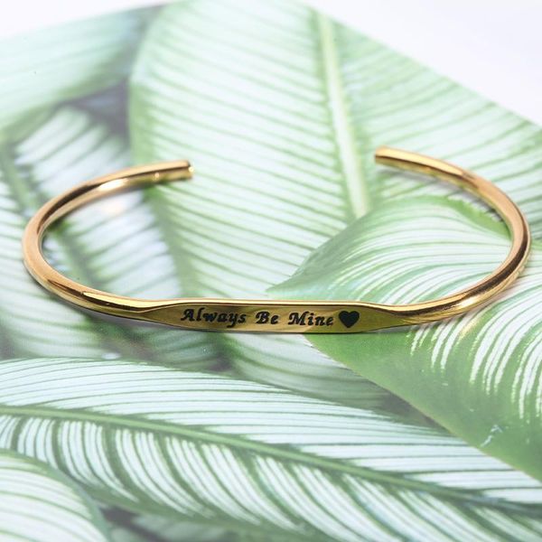 

bangle bangles/love/cuff/couple/stainless steel/silver/gold/bracelet for women/ engraved "always be mine", Black