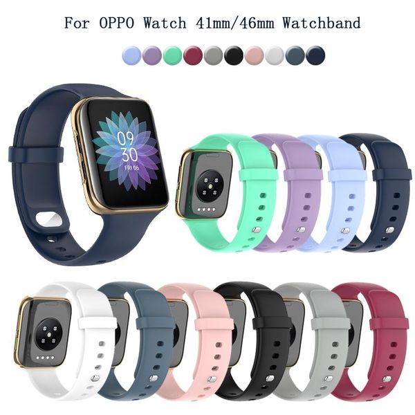 

watch bands correa for oppo 41mm/46mm smart wristband soft silicone gel replacement watchband sport strap, Black;brown