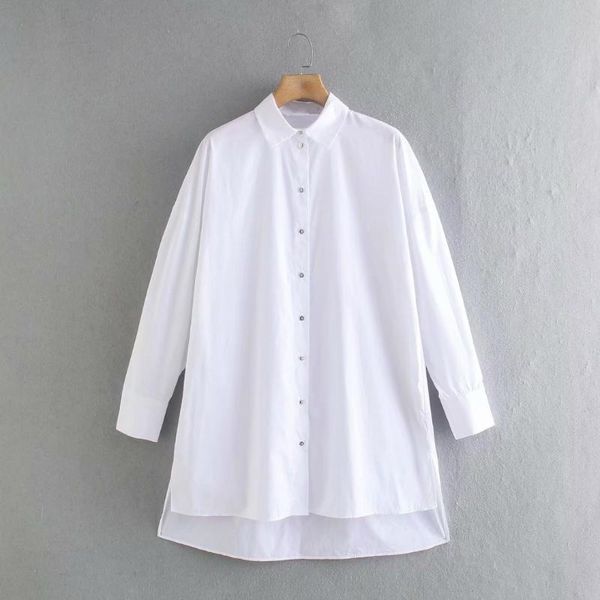 

women's blouses & shirts lld2178 spring europe and the united states fashion version of wide white shirt lapel single-breasted coat