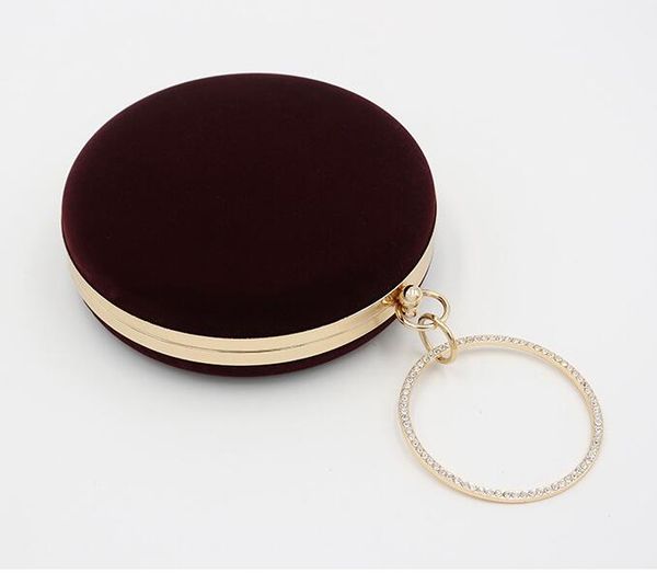 

women evening bag round silk velvet lady clutch purse wallet black
