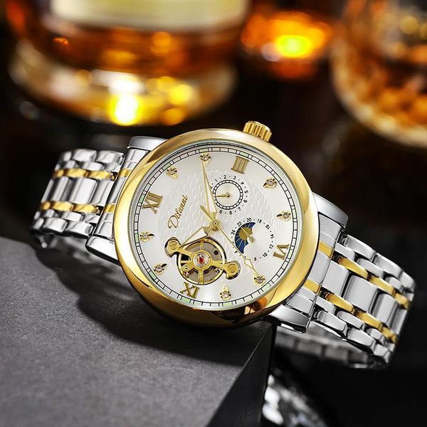 

wristwatches men watches stainless steel fashion quartz watch wristwatch waterproof luminous gold business, Slivery;brown