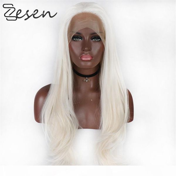 

zesen blonde lace front wig synthetic hair long wavy wigs for women glueless high temperature fiber natural hair wig, Black
