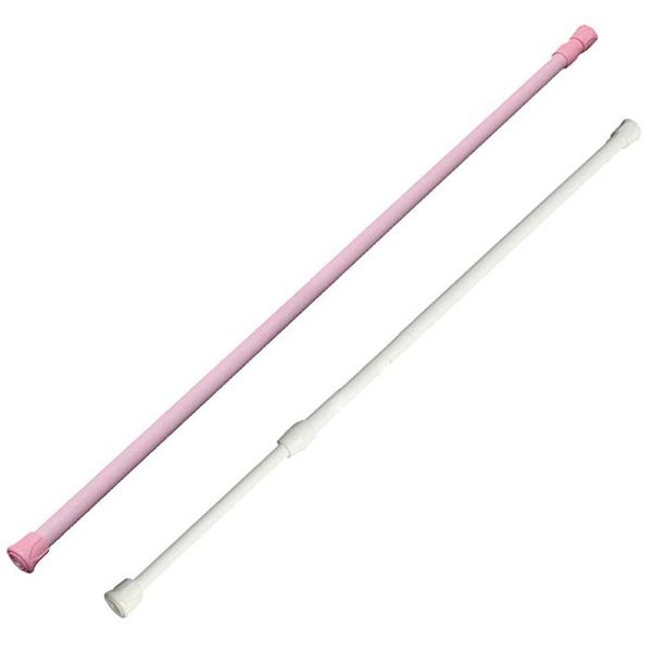 

shower curtains 2 pcs spring loaded extendable net voile tension curtain rail pole rod rods 60 x 110cm, white & pink
