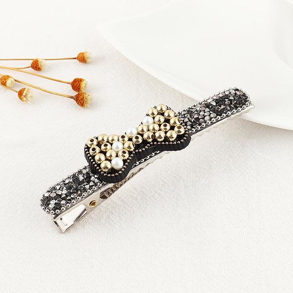 

hair clips & barrettes fashion bow-knot pearl clip for women girls elegant beauty crystal barrette stick pins tiara ornaments 138151, Golden;silver