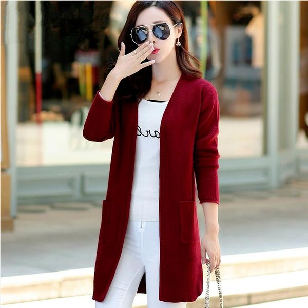 

women's knits & tees women cardigan knitted sweater spring autumn long sleeve v neck jumper cardigans casual streetwear fashion pull fe, White