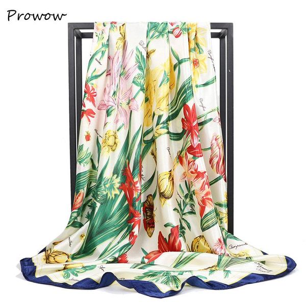 

scarves square silk scarf women loop shawls and wraps fashion bag head bandanas hijab 90*90cm handkerchief fj208, Blue;gray