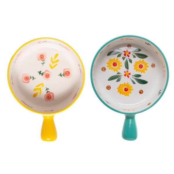 

bowls 2 pcs ceramic dessert fruit salad breakfast with handles