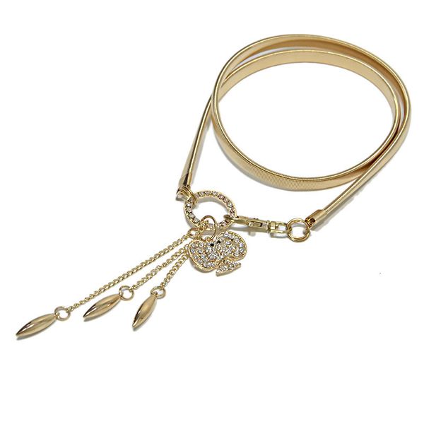 

women's slim belt elephant pendant rhinestone inlaid decorative waist chain women's decorative dress belt, Black;brown